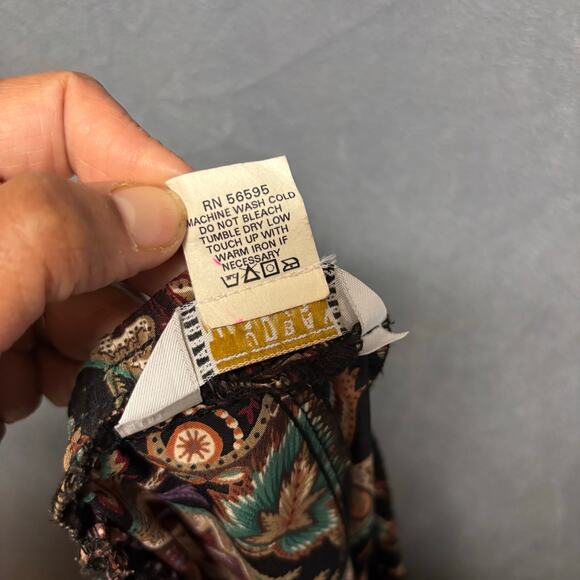 Vintage Urban Works Midi Skirt Damask Peacock Feathers Floral Boho Flowy Cottage - Picture 3 of 10